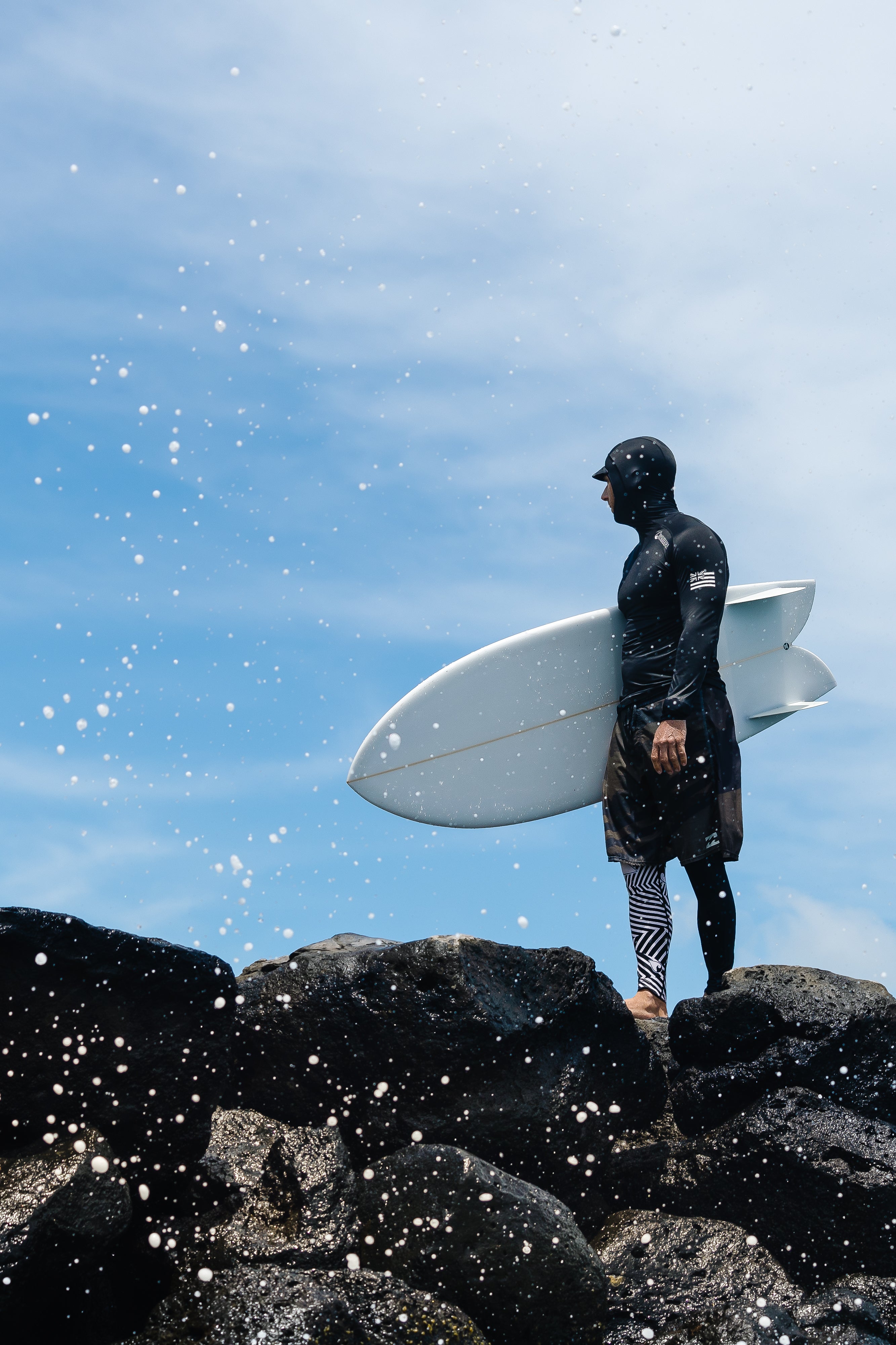 Black Carvico Hooded Surf Rashguard – WAIHANA