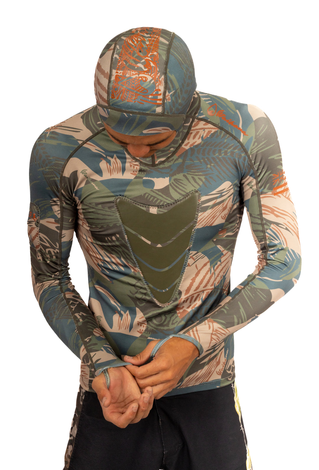 Hawaiian Brushstroke Hooded Spearfishing Rashguard