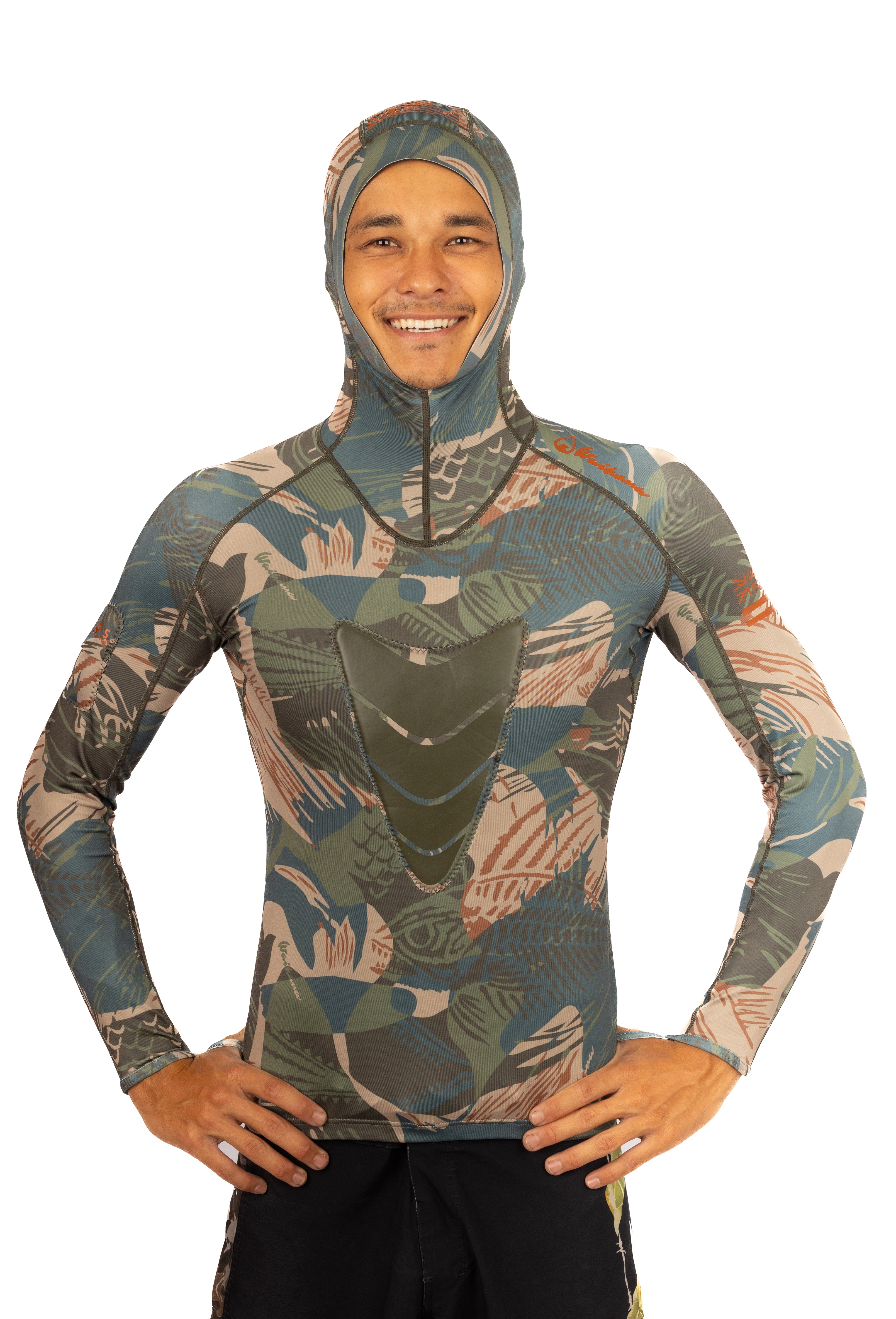 Hawaiian Brushstroke Hooded Spearfishing Rashguard – WAIHANA