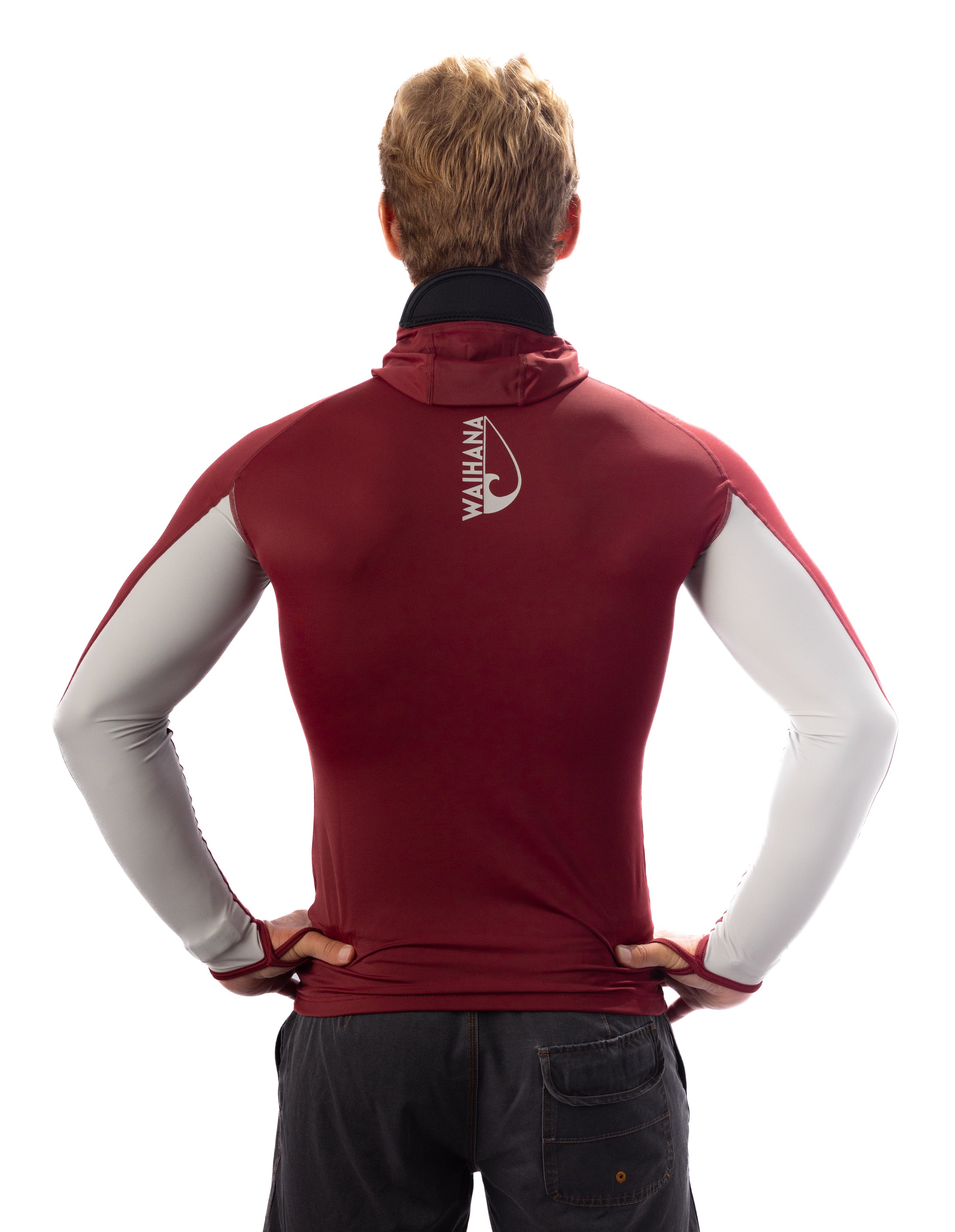 Maroon Carvico Hooded Surf Rashguard – WAIHANA