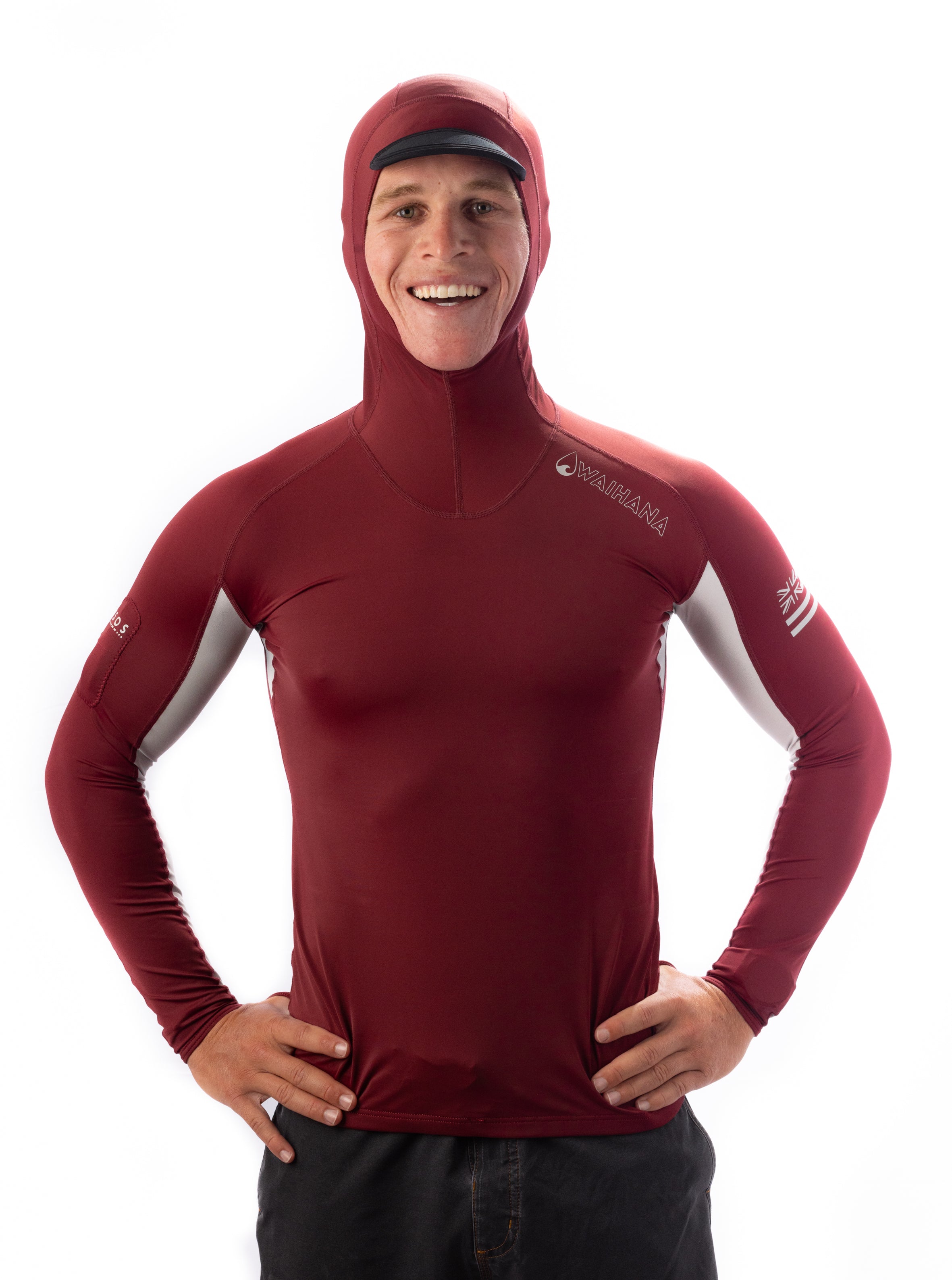 Maroon Carvico Hooded Surf Rashguard – WAIHANA