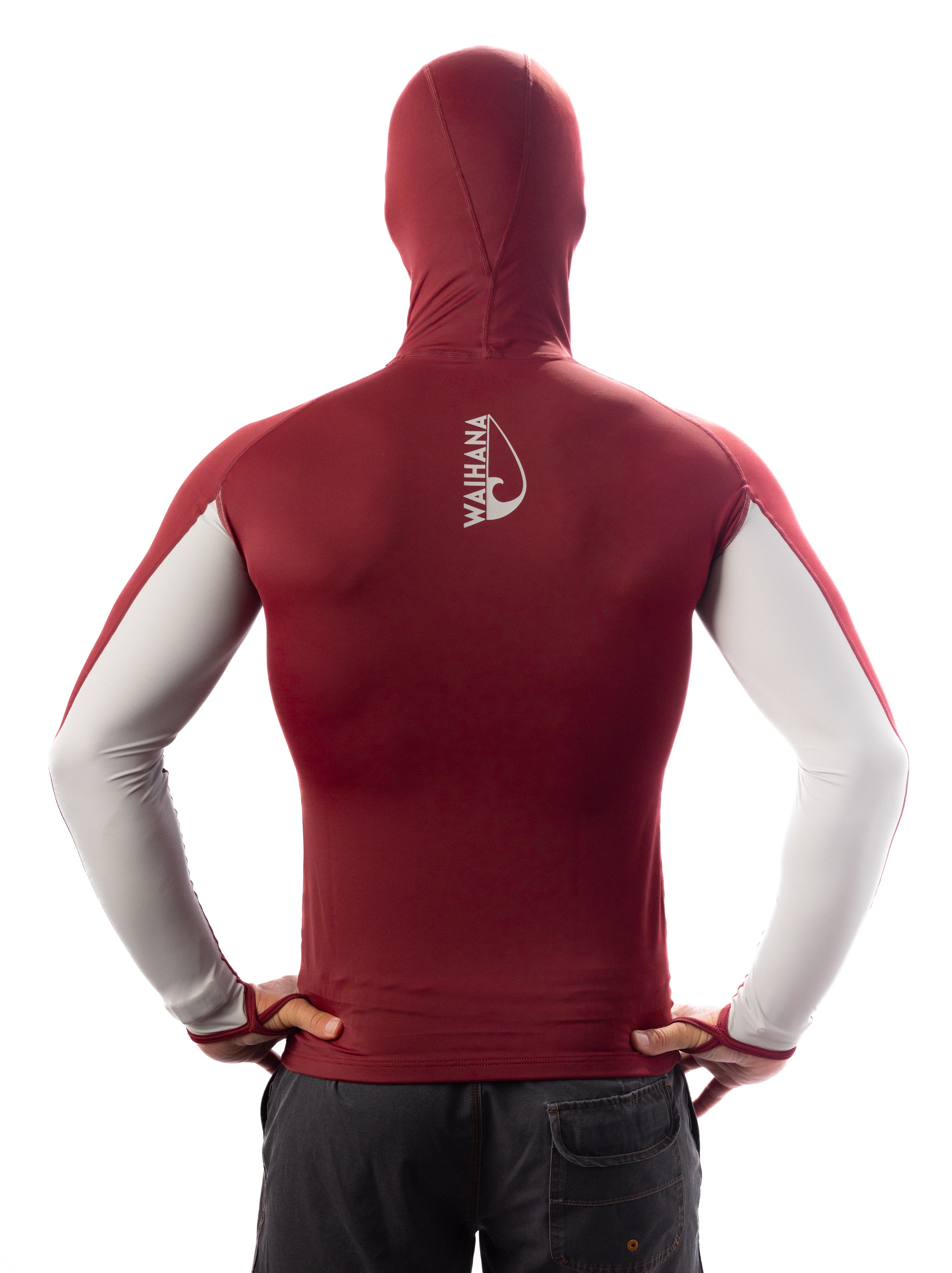 Maroon Carvico Hooded Surf Rashguard – WAIHANA