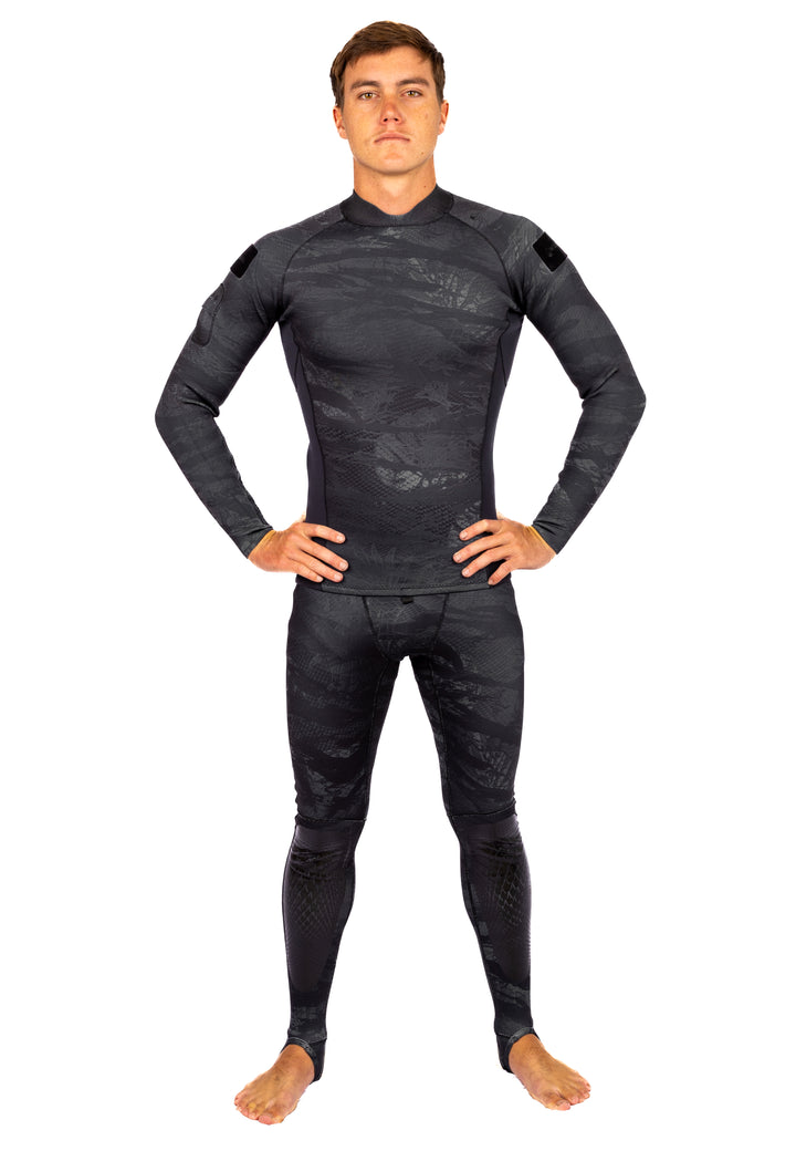 Men's Black Tropicam Rear-zip Surf Top