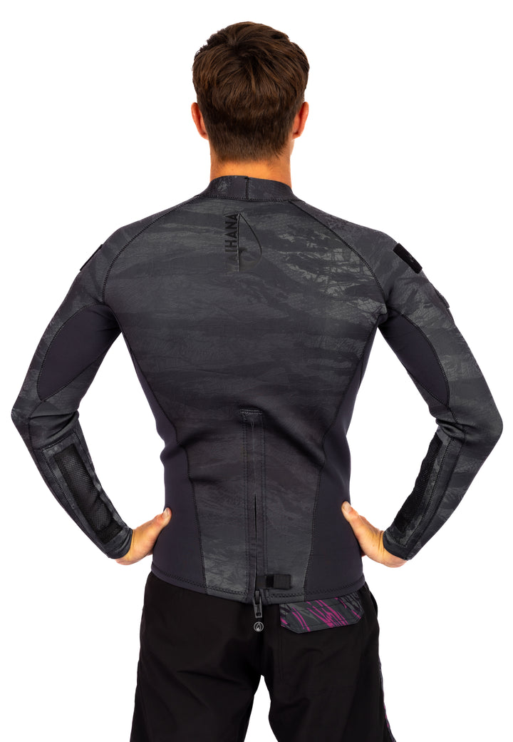 Men's Black Tropicam Rear-zip Surf Top