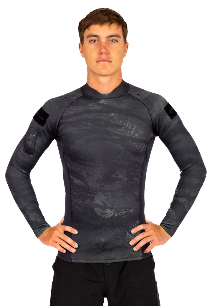 Men's Black Tropicam Rear-zip Surf Top
