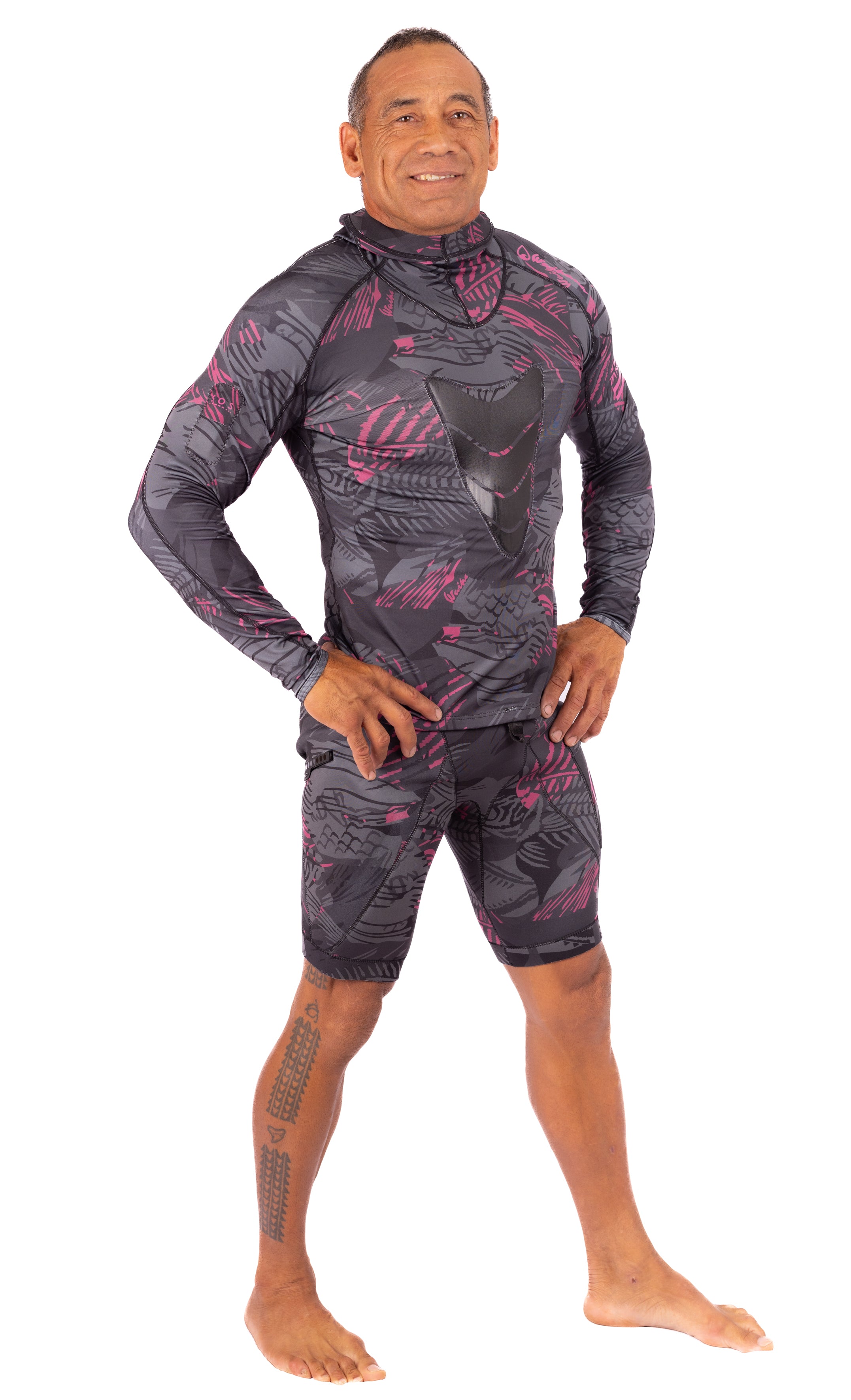 LOHEN スイムウェア Pink Fishbone Hooded Spearfishing Rashguard – WAIHANA