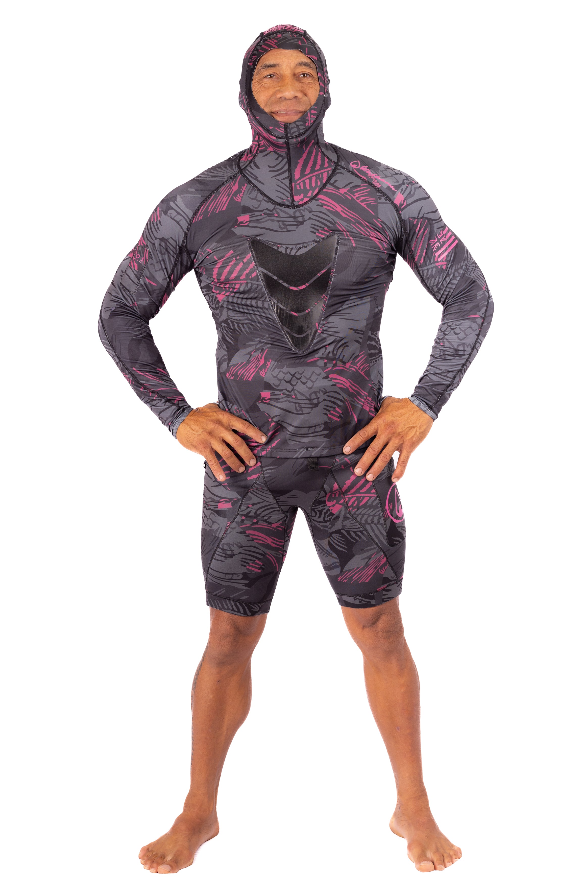 Pink Fishbone Hooded Spearfishing Rashguard – WAIHANA